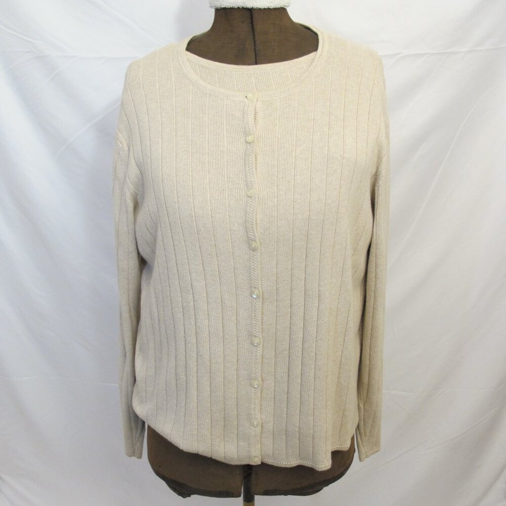 Talbots Petites beige sweater set L NEVER WORN